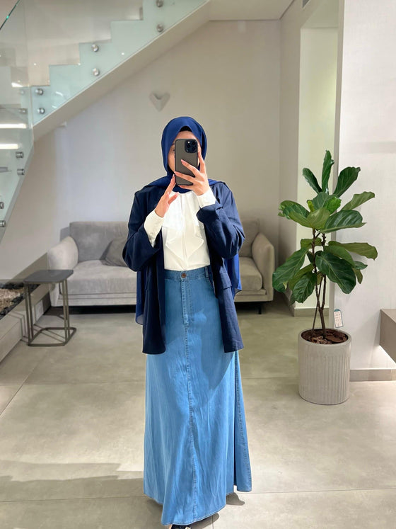 Straight denim skirt