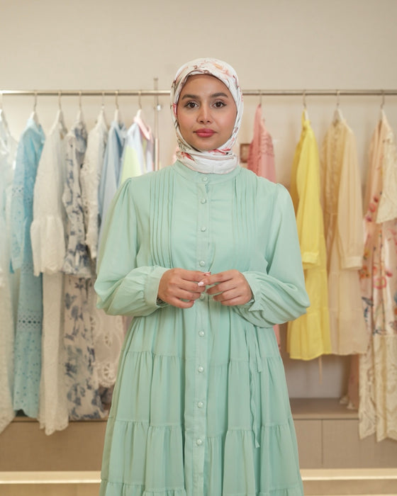 Aqua chiffon mini dress