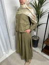 Armine olive green skirt set SS26