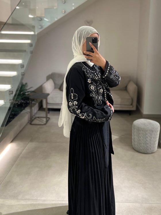 black evening dress set