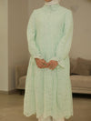 Mint green crochet shirt dress