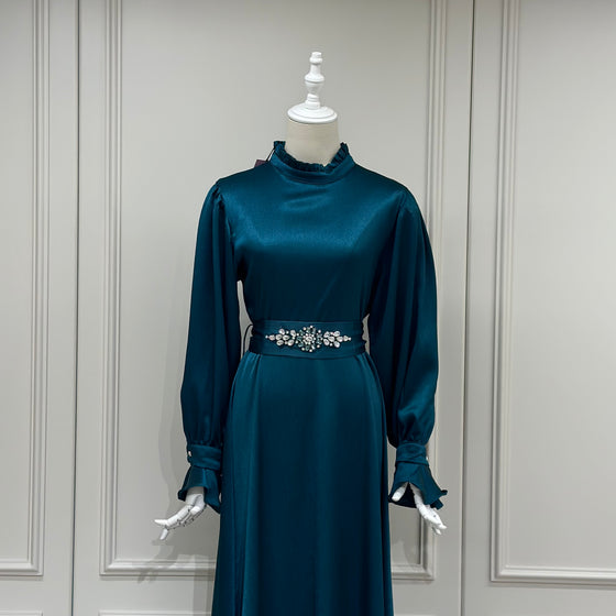 Emerald green evening dress