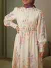Beige floral shirt dress
