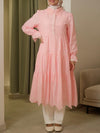 pink crochet shirt dress