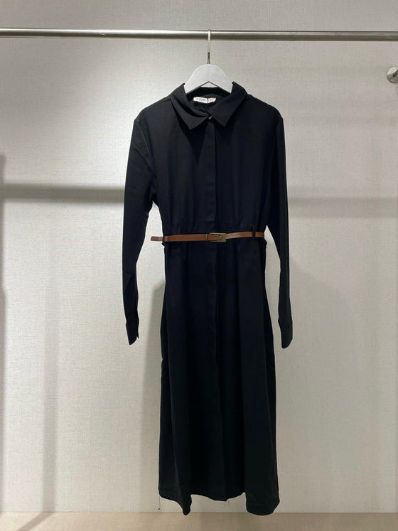 Black poplin long shirt