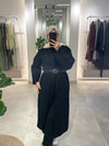 Long black wool cardigan