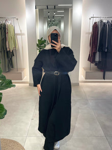  Long black wool cardigan