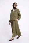 Armine olive green skirt set SS26