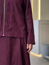 linen burgundy skirt set FW26