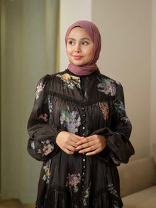  organza black floral dress