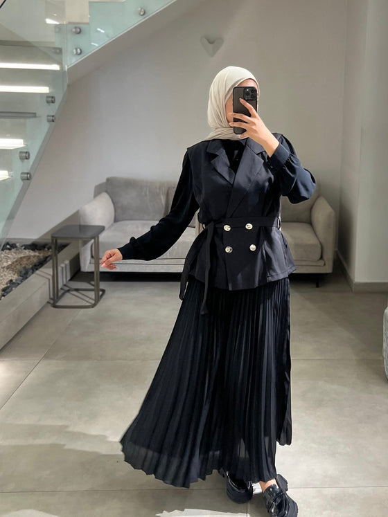 Maxi black vested dress