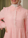 pink crochet shirt dress