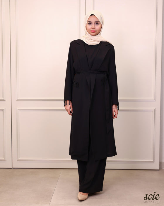 Black stoned blazer set