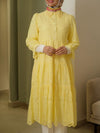 Yellow crochet shirt dress