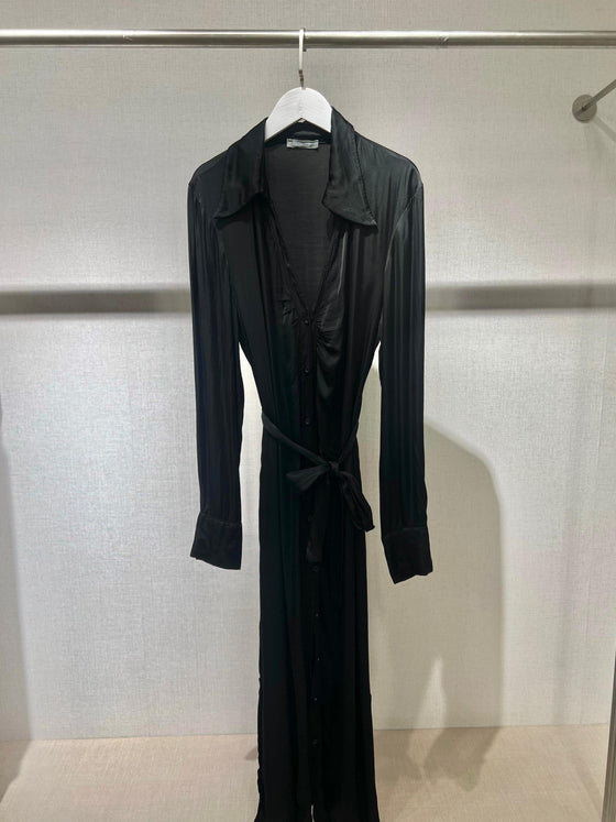 black silk italian shirt dress