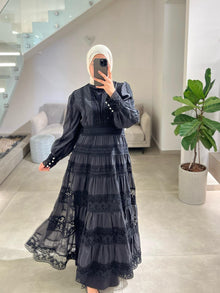  Organza black lace dress
