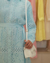 Crochet blue shirt dress