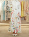 white floral sleeveless dress
