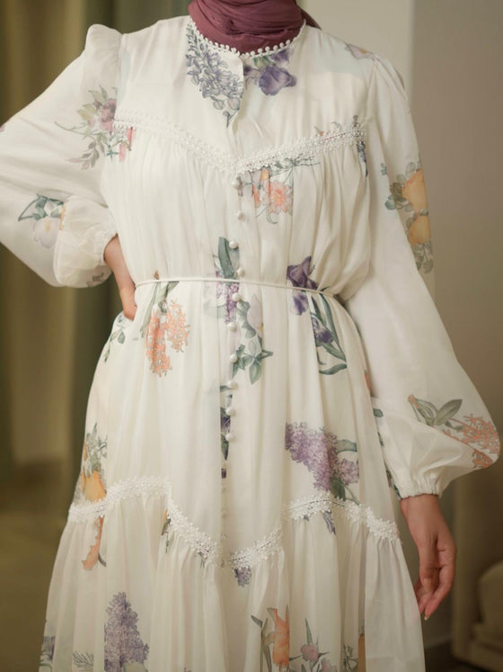 Organza offwhite floral dress