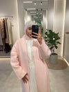 Long pink wool cardigan
