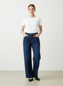  Navy wide denim pants