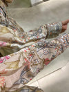 beige printed floral shirt