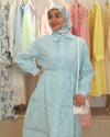 Crochet blue shirt dress