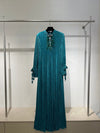 green lined dress