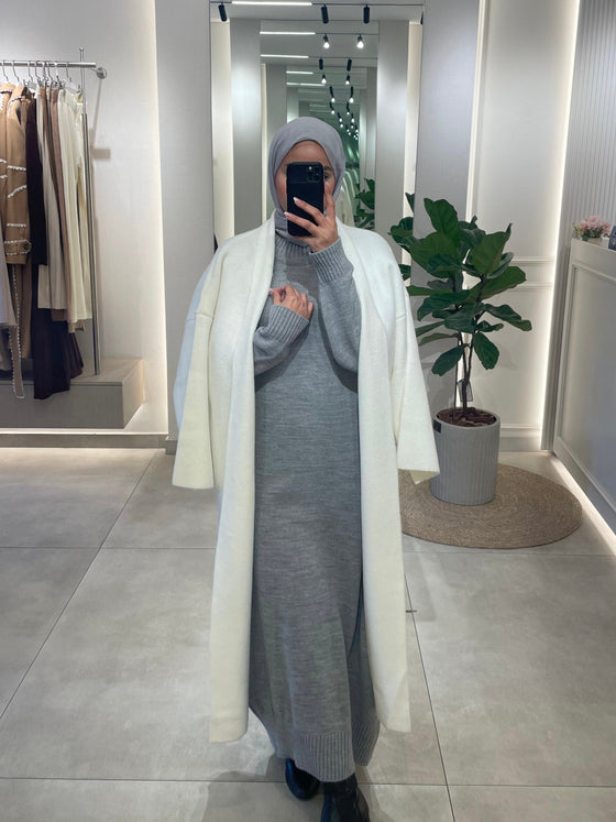 long offwhite wool cardigan