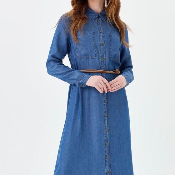 Nihan dark denim maxi dress