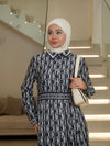 Printed navy dress