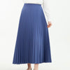 blue pleated skirt