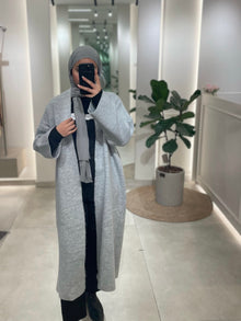  Long light  grey wool cardigan