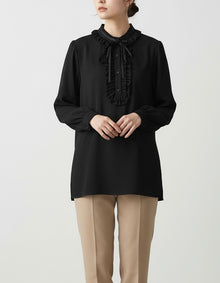  Black ruffled shirt