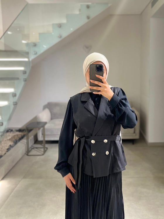 Maxi black vested dress
