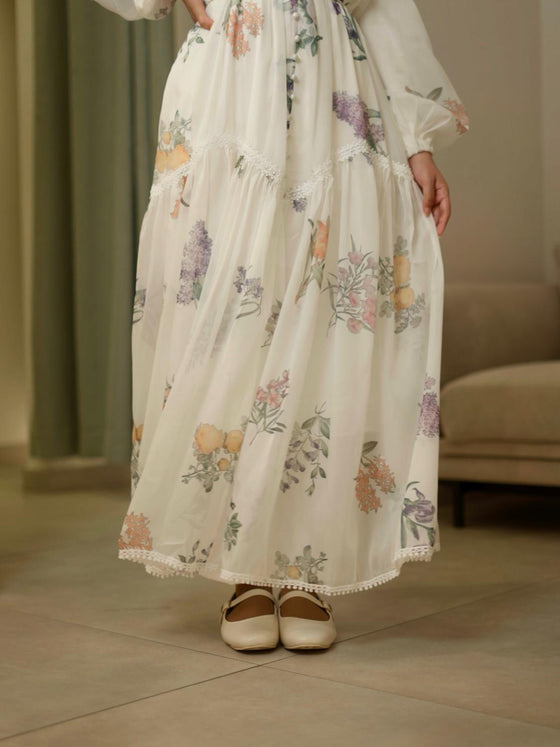 Organza offwhite floral dress