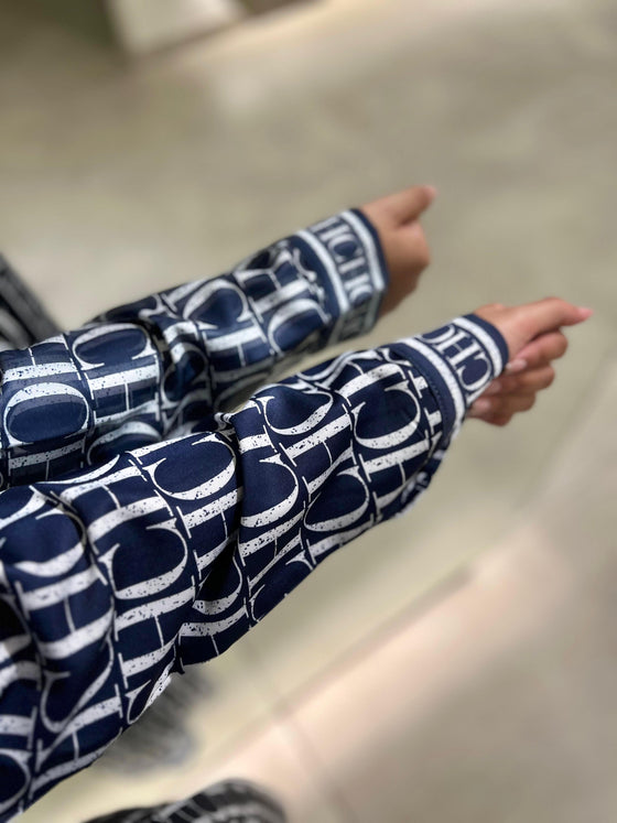 Printed navy dress