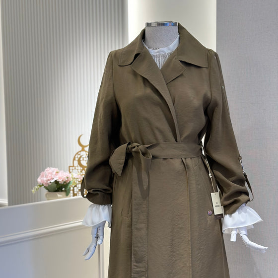 Olive green long cardigan