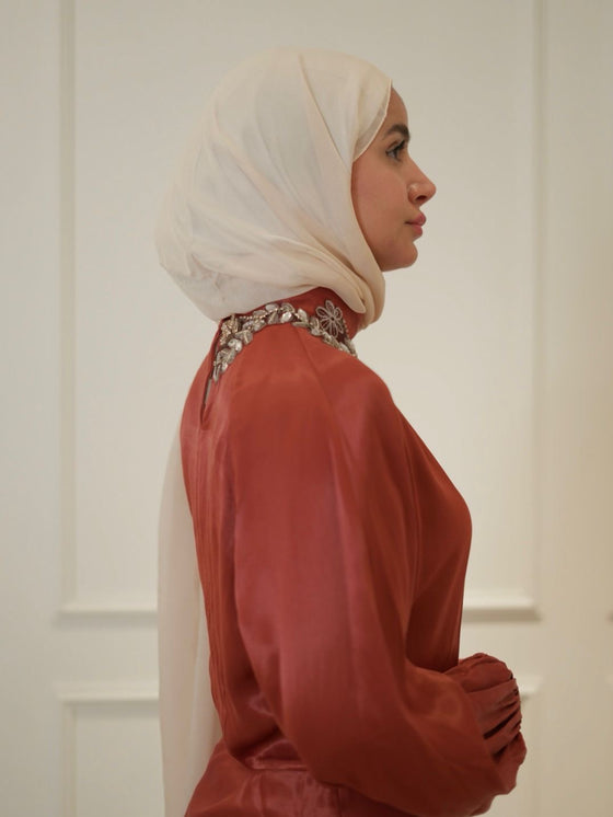 serpil brick red evening dress