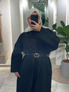 Long black wool cardigan