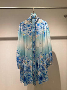  blue floral shirt dress