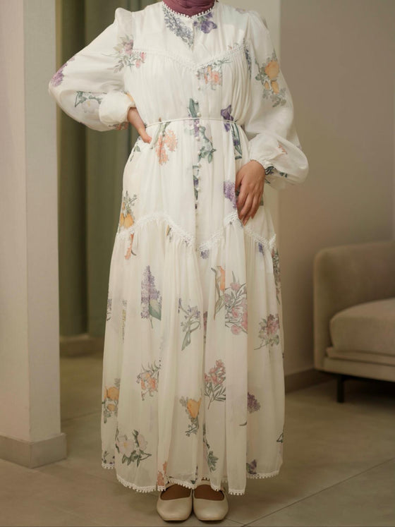 Organza offwhite floral dress