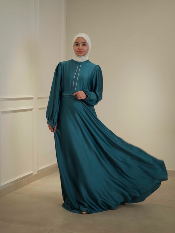 Turquoise evening dress