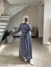 Printed navy dress