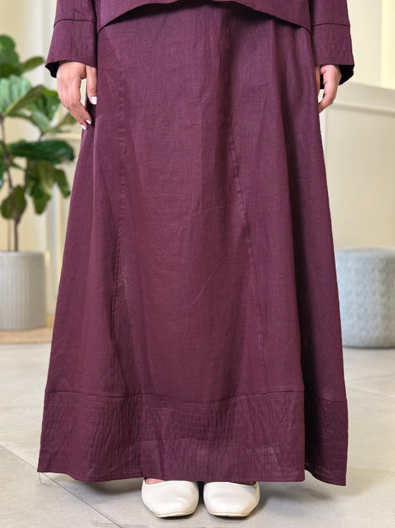 linen burgundy skirt set FW26