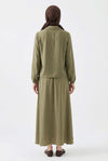 Armine olive green skirt set SS26