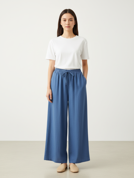 Italy linen blue  pants