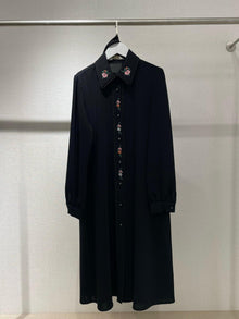  Embroidered black long shirt