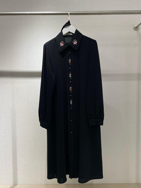 Embroidered black long shirt