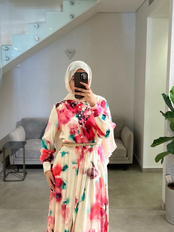 Italian printed pink shirt dress